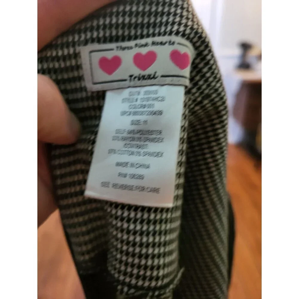 White/Black Houndstooth Pencil Skirt High Waist 11 Retro Twee Preppy Office - Picture 8 of 8